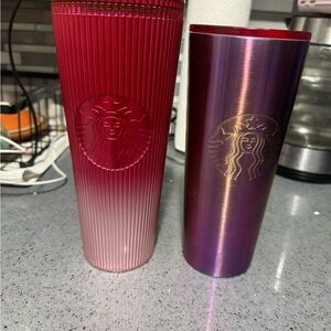 Starbucks Vibrant Red and Iridescent Purple Tumblers